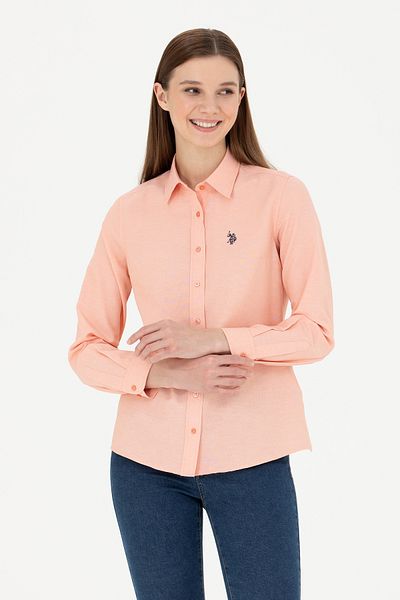 U.S. Polo Assn. Cămașă de damă cu mânecă lungă de culoare somon -50288851-VR047