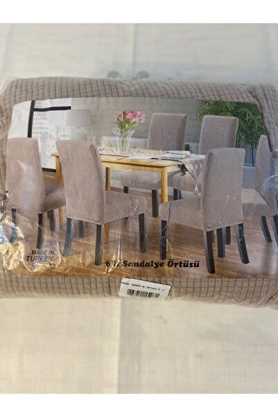 Vinezza Home Collection Bambu Desen Likra Kumaşlı Sandalye Örtüsü Sandalye Kılıfı Yeni Model Altılı