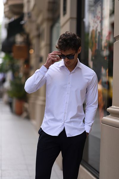 PASSERO Slim Fit Cold Print Lycra Shirt