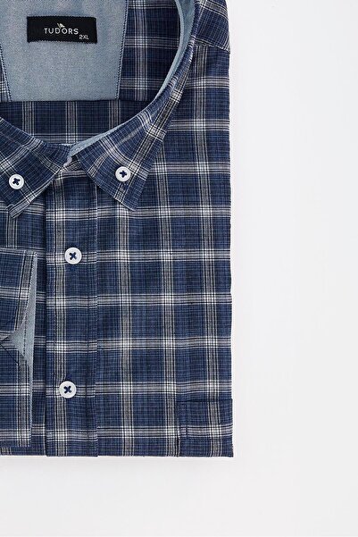 Tudors Ανδρικό πουκάμισο μεγάλου μεγέθους, βαμβακερό καρό γιακά με κουμπιά