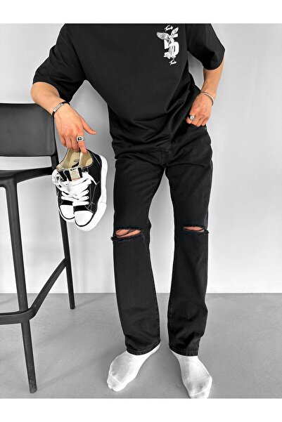 ablukaonline Fekete Baggy Fit férfi farmernadrág - Distressed