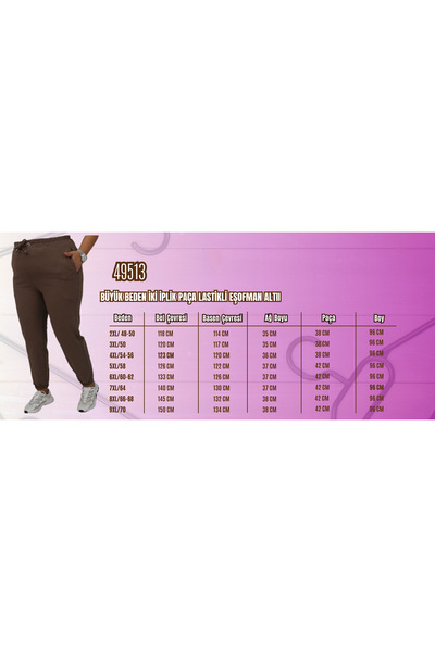 Eslina 49513 Plus Size Mink Φούτερ - Δύο Κλωστές, Ελαστικά Πόδια