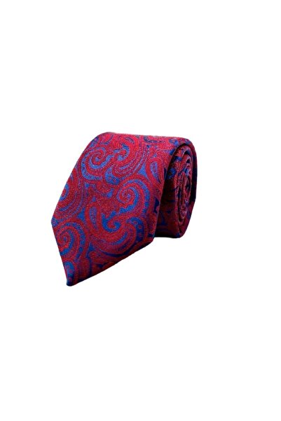 VENCHY ربطة عنق بنمط شال باللون العنابي والأزرق الداكن 7709-1K