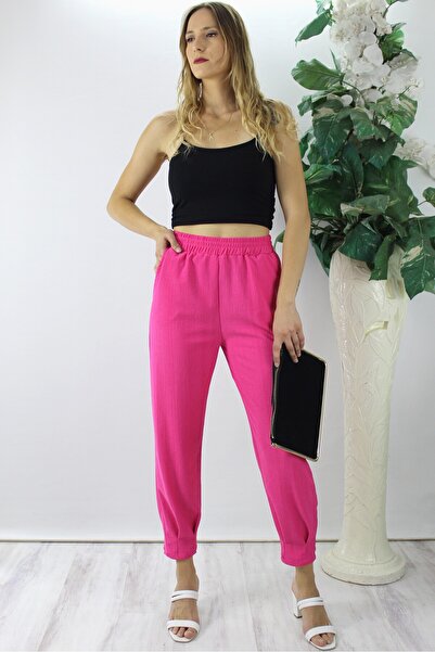 modi Crinkle Cuffed Trousers Fuchsia - 130.265