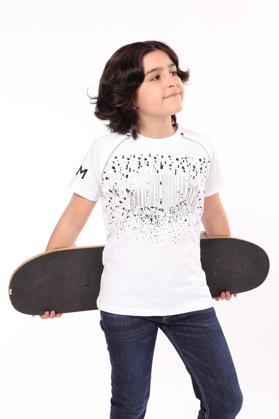 Toontoy Tricou pentru băiat - Racing Team Written Barcode cu imprimeu