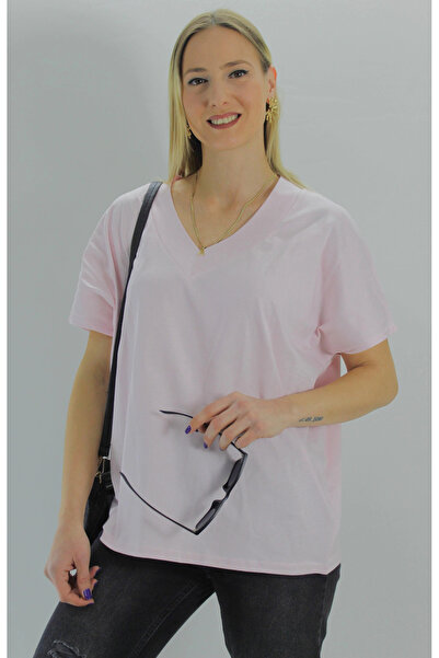 modi Wide v-neck t-shirt light pink - 1090.35