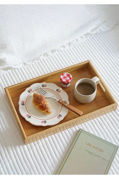 HOMİNG Homing Bamboo Wooden Presentation and Serving Tray 37X25Cm