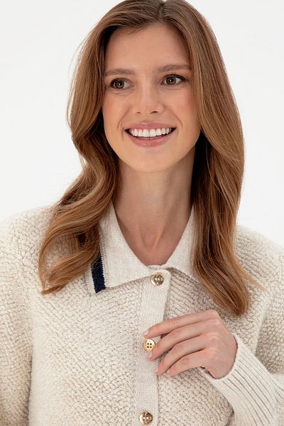 U.S. Polo Assn. Γυναικεία Κρεμ Πλεκτά Ζακέτα 50293099 -VR071