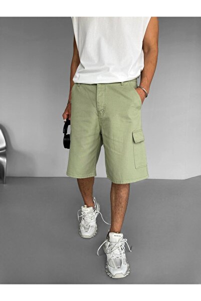 ablukaonline Green Men's Super Baggy Fit Cargo Shorts