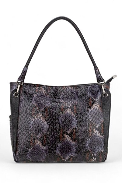 Bilik Deri Hakiki Deri Siyah-Lacivert Kadın Omuz Çantası BLM 052-NT