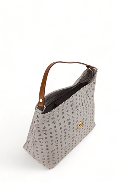 Bilik Deri Жіноча сумка через плече Monogram Сірий-Темно-коричневий NV 1003-MN