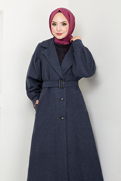 ModaMerve Laci Stamped Coat - Belted and Lined, 16124Bsk984-M