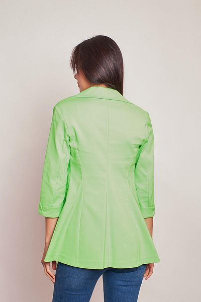 Jument Capri Manecă trei sferturi Închizătură de buzunar ornamentală Blazer de birou Blazer din lycra Jachetă din stofă-verde fosfor