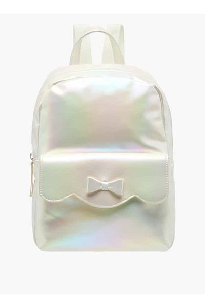 Flora Bella by Shoexpress Flora Bella Iridescent Backpack with Bow Applique and Adjustable Straps - 27x21x9 cm