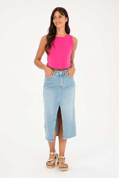 U.S. Polo Assn. Women's Light Blue Midi Length Jean Skirt 50283845-Dn0021