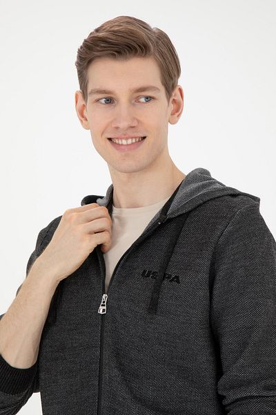 U.S. Polo Assn. Men's Anthracite Melange Knitwear Cardigan 50271075 -Vr081