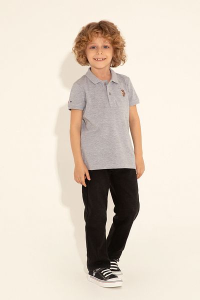 U.S. Polo Assn. Tricou de bază cu gât polo Gri Melange pentru băiat 50284814 -VR086