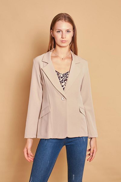 Jument Blazer de birou cu buzunar cu guler Mânecă lungă din țesătură lycra ușoară Jachetă-piatră