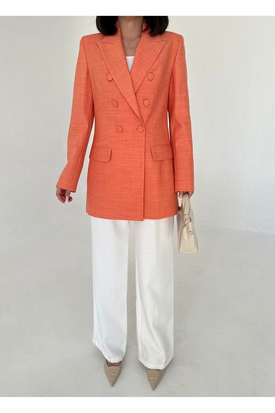 VUNTAL Jachetă Blazer lungă cu nasturi placat