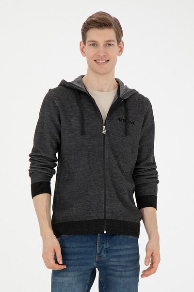 U.S. Polo Assn. Men's Anthracite Melange Knitwear Cardigan 50271075 -Vr081