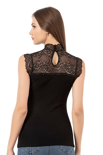 ÖZKAN underwear Özkan 27055 Дамска камизолка от вискоза Гъвкава удобна плетена блуза с потник с дантелена яка и детайли на гърба