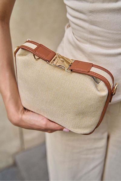 Madamra Hellbraune Canvas-Umhängetasche für Damen