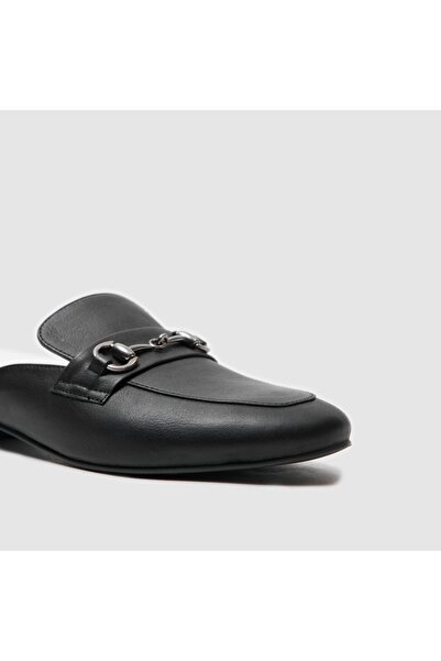 TOGO Siyah Hakiki Deri Kadın Loafer Terlik [060113]