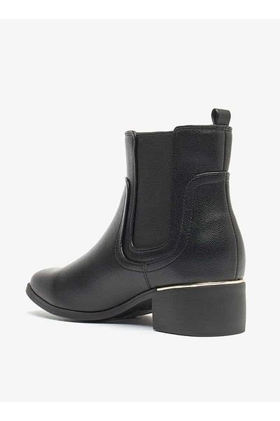 Flora Bella by Shoexpress Flora Bella Textured Slip-On Ankle Boots with Block Heels