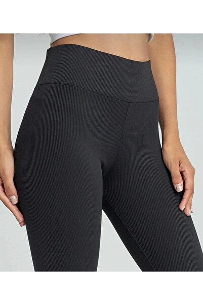 CUBBUX talie înaltă material reiat Colanți cu căptușeală din fleece Negru