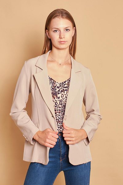 Jument Blazer de birou cu buzunar cu guler Mânecă lungă din țesătură lycra ușoară Jachetă-piatră
