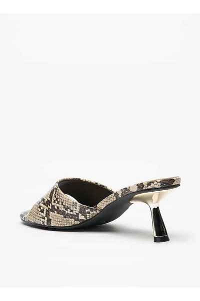 Flora Bella by Shoexpress Flora Bella Animal Print Slip-On Sandals with Kitten Heels