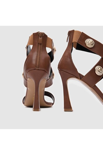 TOGO Taba Arkadan Fermuarlı Tokalı Topuklu Kadın Ayakkabı [060230] – Sıcak Tonlarda Şıklık