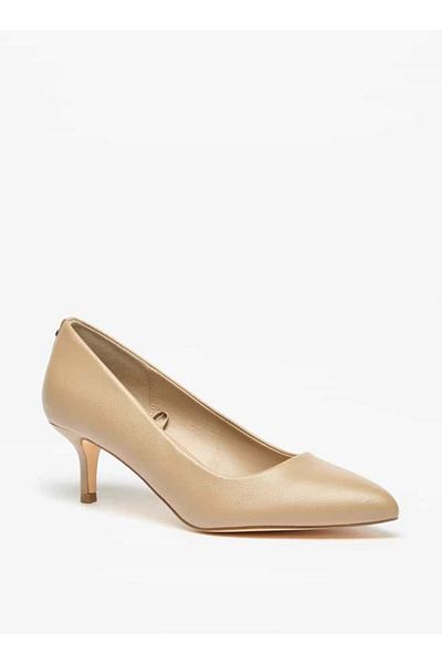 Flora Bella by Shoexpress Flora Bella Textured Slip-On Pumps with Kitten Heels