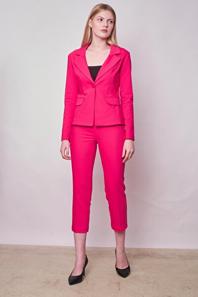 Jument Women's Collared Pocket Flap Long Sleeve Lightweight Lycra Fabric Blazer Jacket (Pants Jument 40076)-Fujya