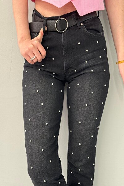 lizge giyim KEMERLİ TAŞ DETAY PANTOLON