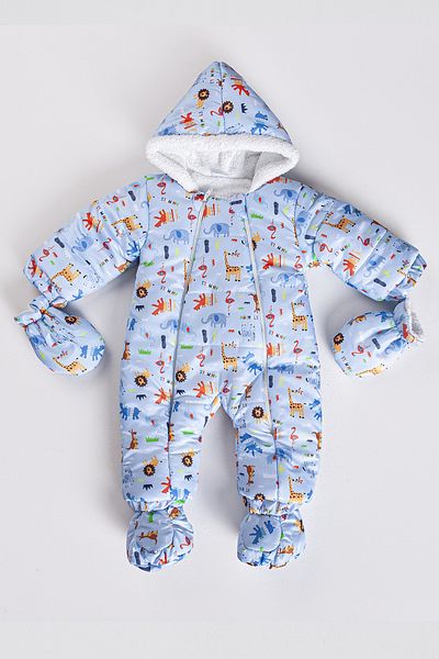 MAİBELLA Furry Hooded Winter Jumpsuit with Forest Animal Gloves for Baby Girl and Boy - Astronaut Cosmonaut