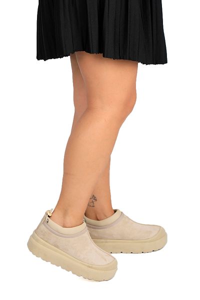 RENKLİBUTİK Women's Mini Suede Fur Lined Thick Sole Daily Ankle Boots