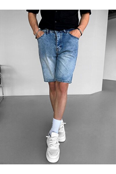 ablukaonline Μπλε φαρδύ Basic ανδρικό τζιν σορτς