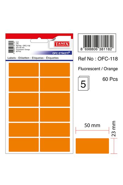 Tanex Ofc-118 Flo Orange Office Label