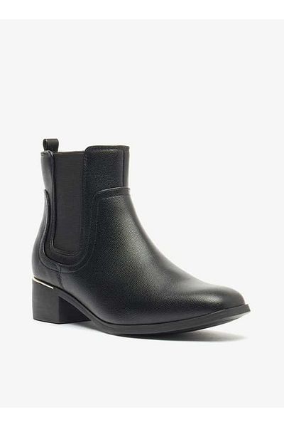 Flora Bella by Shoexpress Flora Bella Textured Slip-On Ankle Boots with Block Heels