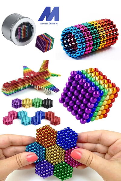 Mortingen Renkli Mıknatıs Topları Eğitici Öğretici Manyetik Neodmium Küre Mıknatıs 216 Adet 5mm Eğitici Oyun