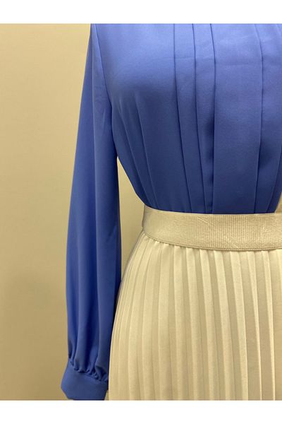Famelin Ecru Color Women's Pleated Skirt