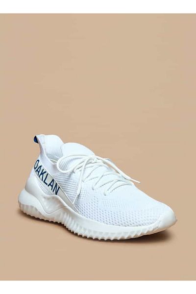 Oaklan by Shoexpress Logo Print Slip-On Sports Shoes with Lace Detail