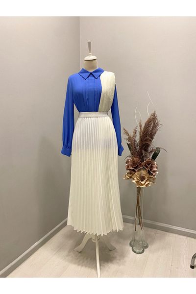 Famelin Ecru Color Women's Pleated Skirt