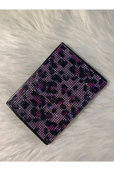 minors Pink Leopard Patterned Rhinestone License Case