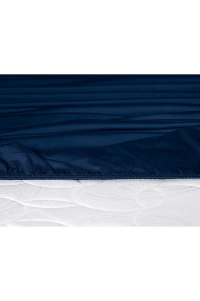 Madame Coco Ciel Double Elastic Satin Bed Sheet - Navy Blue