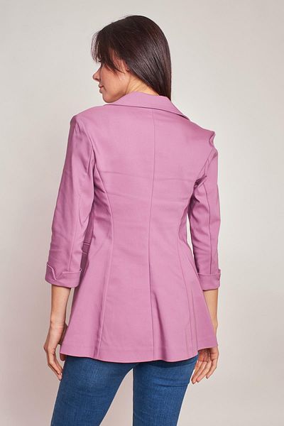 Jument Capri mânecă trei sferturi Închizătoare de buzunar decorativă Blazer de birou Blazer din material lycra Jachetă-dust rose