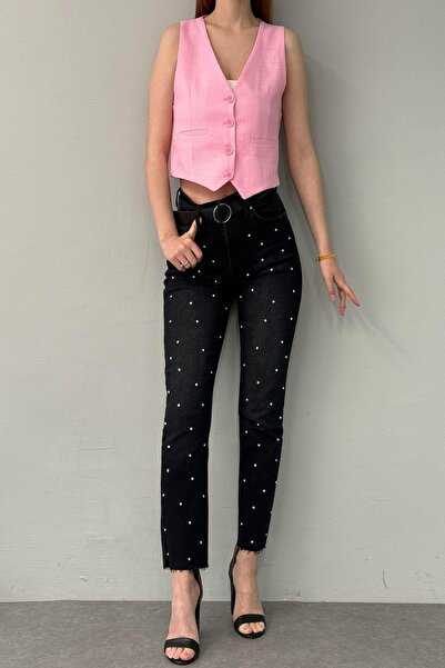 lizge giyim KEMERLİ TAŞ DETAY PANTOLON