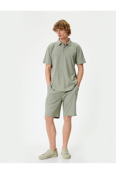 Koton Sommer Shorts Schnürung Taille Tasche Detailliert Strukturiert