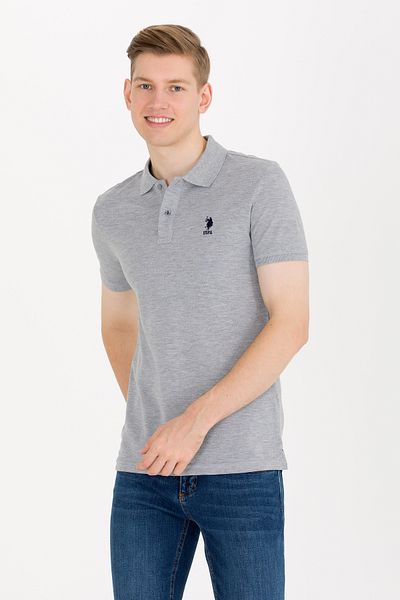 U.S. Polo Assn. Ανδρικό μπλουζάκι με γκρι μελανζέ Basic Polo Neck 50263238-VR086